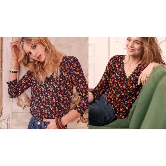 Sézane | Sezane | Marina Floral Lace Blouse | Sz 34/2 - Picture 1 of 11